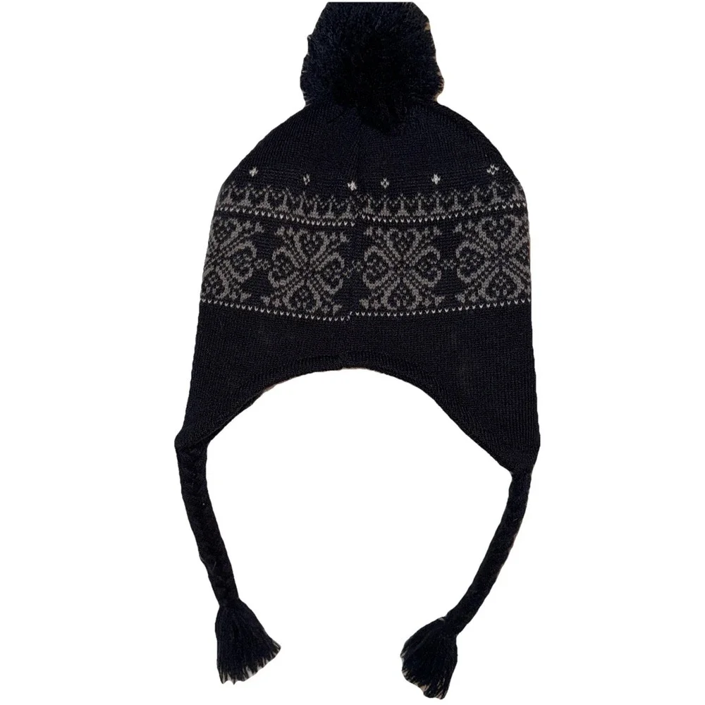 Penn State Winter Trapper Hat Fair Isle Pom Pom Tassels Youth One Size Navy